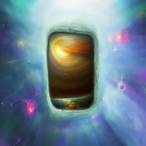 Image similar to a portal in space that goes to a universe without limits, artstation hall of fame gallery, editors choice, #1 digital painting of all time, most beautiful image ever created, emotionally evocative, greatest art ever made, lifetime achievement magnum opus masterpiece, the most amazing breathtaking image with the deepest message ever painted, a thing of beauty beyond imagination or words