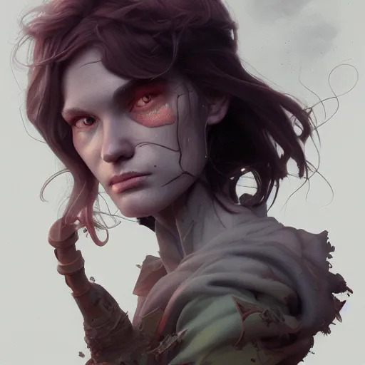 Image similar to apocalyptic jsjzh portrait by charles vess and james jean and erik jones and rhads, 3 d octane render, inspired by avatr, beautiful fine face features, intricate high details, sharp, ultradetailed