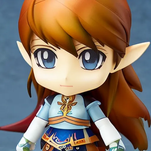 Image similar to beautiful water color concept art of face detailing cute girl in the style of nendoroid and Toon Zelda , anime style, close-up