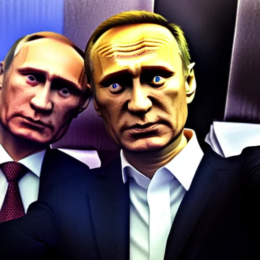 Image similar to alexey navalny takes a selfie, vladimir putin in coffin on the background, insane details, clear face and eyes, textured, 8 k, professional photography