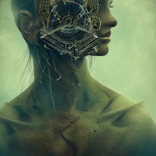 Prompt: Very very very very highly detailed epic central composition photo of face, intricate, dystopian, sci-fi, extremely detailed, digital painting, sharp focus, illustration, intimidating lighting, incredible art by Brooke Shaden