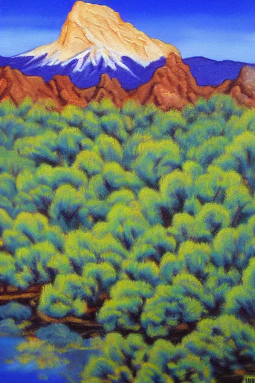 Image similar to bob ross painting of arizona