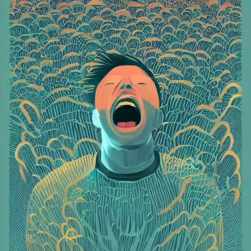 Image similar to illustration of Yelling, by Victo Ngai and James Gilleard