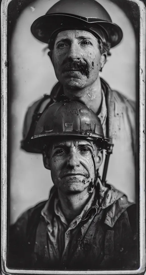 Prompt: a wet plate photograph, a portrait of a train engineer