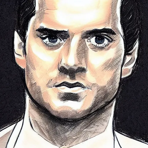 Prompt: “courtroom sketch of Henry Cavill on trial for murder”