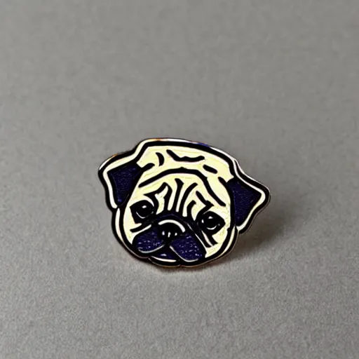 Prompt: cute pug enamel pin design