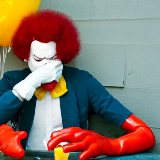 Image similar to ronald mcdonald puking vomiting