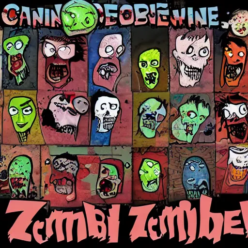 Prompt: cartoon zombie nft collection