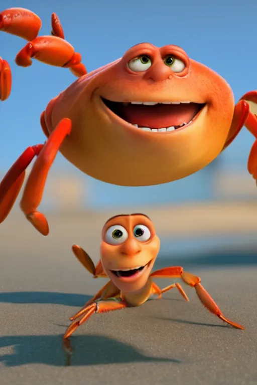 Prompt: portrait of a crab on the beach. pixar disney 4 k 3 d render funny animation movie oscar winning trending on artstation and behance, ratatouille style