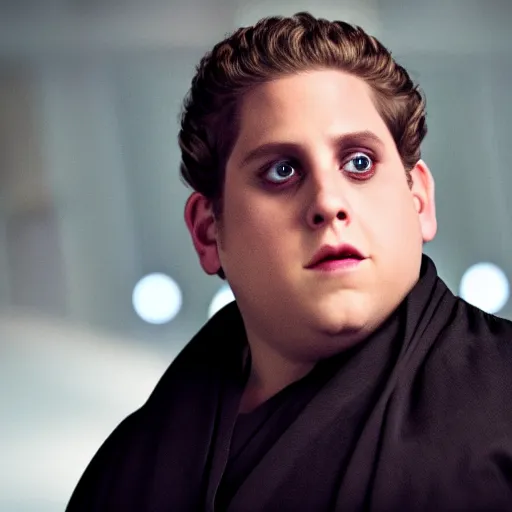 Image similar to jonah hill as evil anakin skywalker in star wars episode 3, 8k resolution, full HD, cinematic lighting, award winning, anatomically correct