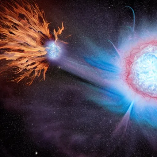 Image similar to neutron star exploding in a dramatic realistic manner