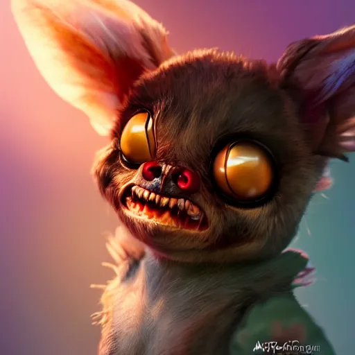 Image similar to cute gizmo the mogwai from gremlins movie, award winning creature portrait photography, extremely detailed, artstation, 8 k, sensual lighting, incredible art, wlop, artgerm