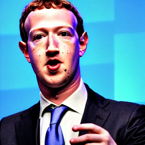 Prompt: Mark Zuckerberg with bright yellow and porous looking skin, yellow skin, pourous skin