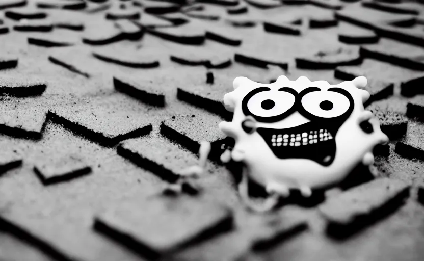 Image similar to SpongeBob, bikini bottom, photo quality, trending on art station, blur, unfocus, monochrome, 35mm
