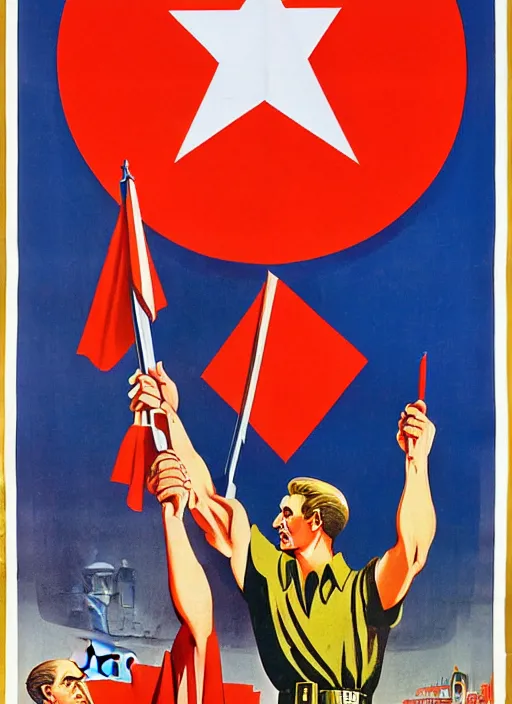 Image similar to soviet propaganda poster of the union of european soviets, socialist realism. by alexander zelensky, viktor deni, havrylo pustoviyt