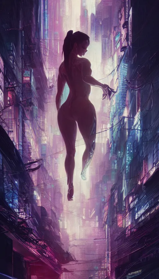 Image similar to altered carbon, ghost in the shell, matrix, neon, fibonacci, sweat drops, insane, intricate, highly detailed, digital painting, artstation, concept art, smooth, sharp focus, illustration, Unreal Engine 5, 8K, art by artgerm and greg rutkowski and alphonse mucha