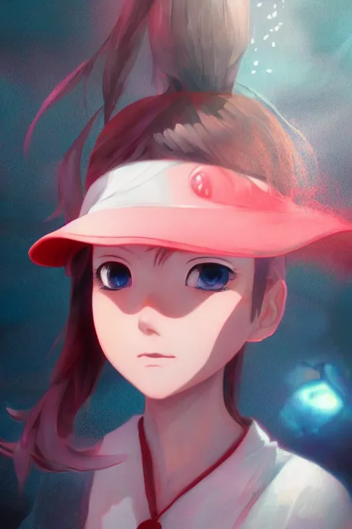 Prompt: 3d infrared render portrait of beauty 3d anime lofi schoolgirl cap underwater subway twilight. dramatic light, trending on artstation, art by hiro kiyohara and hayao miyazaki oil painting