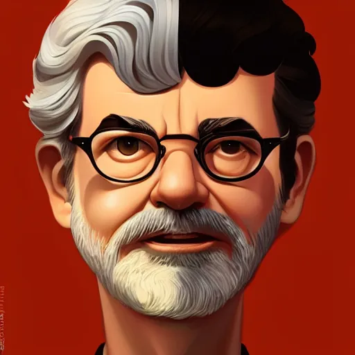 Image similar to face icon stylized minimalist george lucas, loftis, cory behance hd by jesper ejsing, by rhads, makoto shinkai and lois van baarle, ilya kuvshinov, rossdraws global illumination