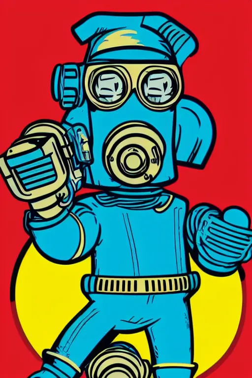 Image similar to fallout 7 6 retro futurist illustration art by butcher billy, sticker, colorful, illustration, highly detailed, simple, smooth and clean vector curves, no jagged lines, vector art, smooth andy warhol style