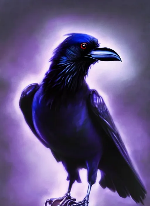 Image similar to a Raven Pokemon, by Casey Baugh, Steve Caldwell, Gottfried Helnwein, and Artgerm, 8k resolution, masterpiece work.