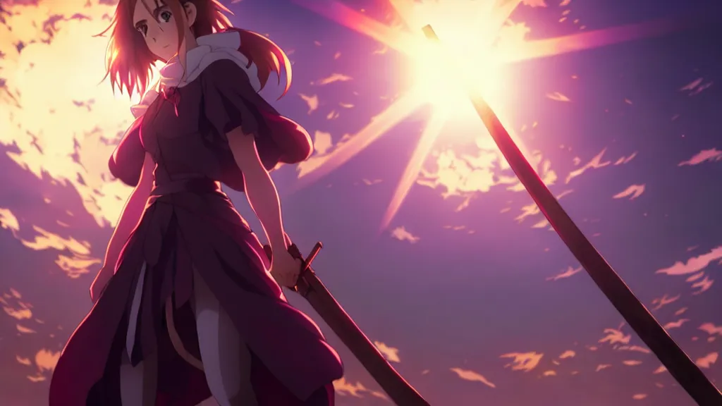 Prompt: emma watson in heavens feel movie, demon slayer, ufotable, kyoani, high quality, deviantart, under street lamp, on a street at night, fate stay night, unlimited blade works, greg rutkowski, high resolution, dynamic pose, close up, street clothes, action, anime, high angle, sakuga