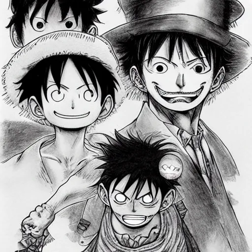 Image similar to [ luffy mustache ] ( by kim jung gi ) ( by kentaro miura ) ( by george morikawa )