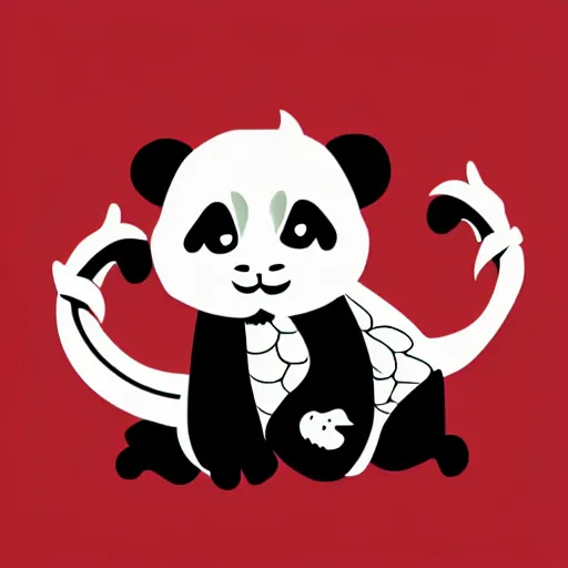 Image similar to vector art of welsh dragon and panda mixed, intercrossed, chimera, adobe illustrator