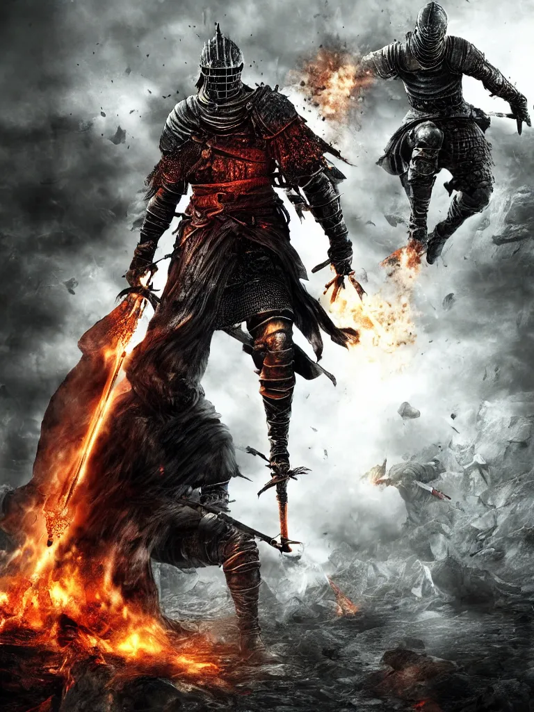 Image similar to dark souls 3 in battlefield 3 poster style