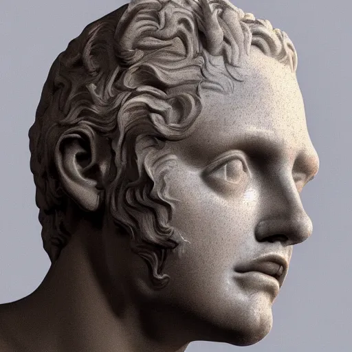 Prompt: a 3 d neon circle on a renaissance statue head, black background, ray tracing, 8 k resolution, sharp focus, hyper detailed, hyper realistic