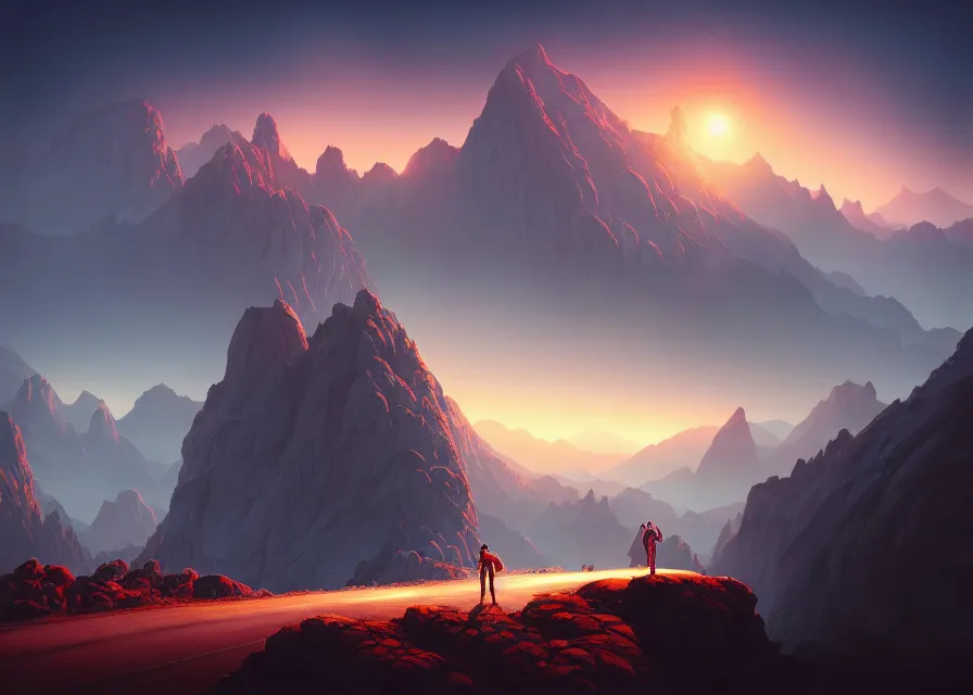 Image similar to quest for glory, a digital rendering of scenes from the sierra video game by michael flohr, inspired by tom bagshaw, instagram contest winner, futurism, matte painting, outrun, terragen