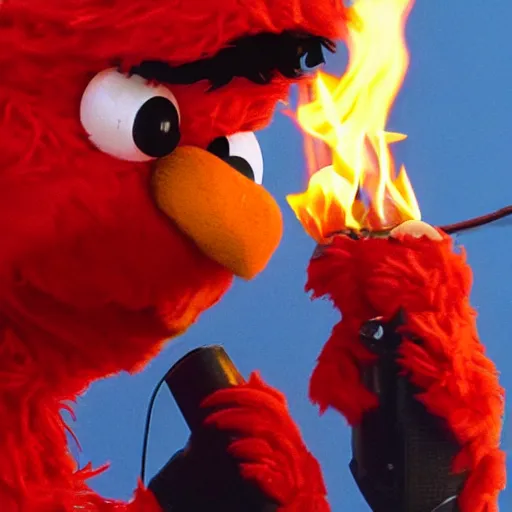 Image similar to Elmo burning alive