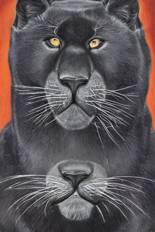 Prompt: portrait of the caucasian black panther, lgbtq, award winning portrait