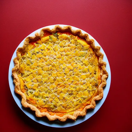 Image similar to tomato corn pie sitting in windowsill food photography studio lighting medium format photography