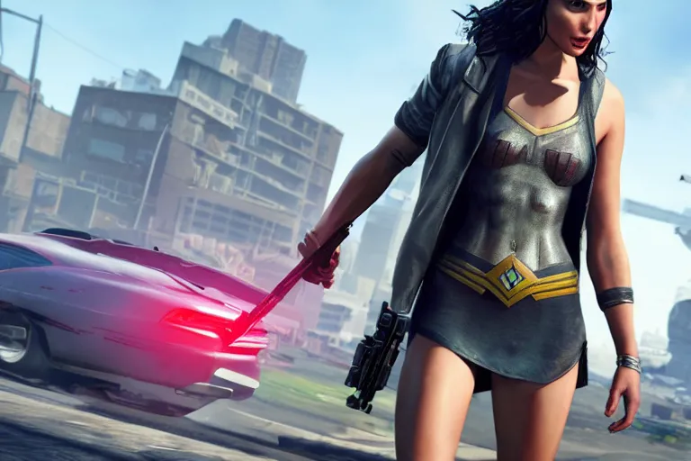 Image similar to gal gadot in gta 5, trending on artstation