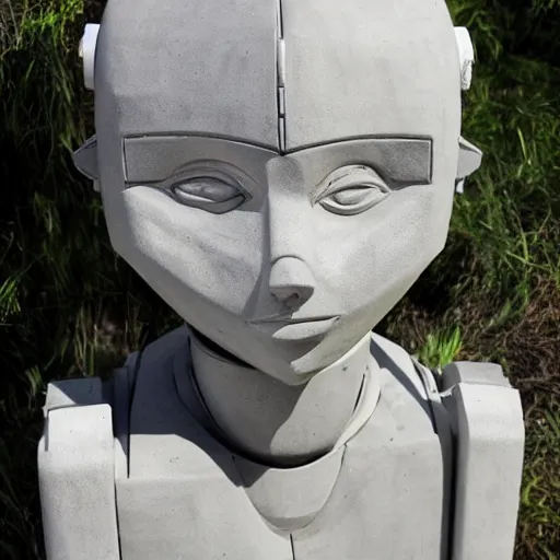 Prompt: humanoid robot concrete art, very detailed