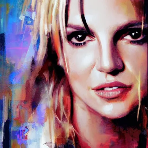 Prompt: britney spears and emma morphed together, hybrid, jeremy mann painting