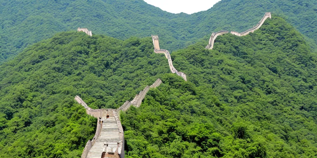 Prompt: The Great wall in the Amazon forest