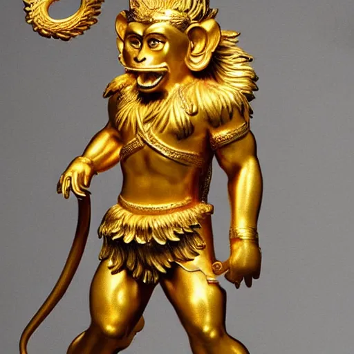 Image similar to golden statue of monkey king, powerful, hd