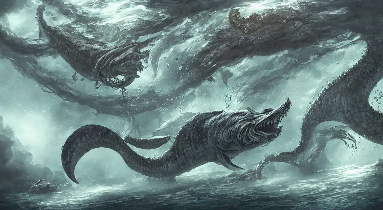 Prompt: Underwater Leviathan, happy, emotion, concept art, cinematic