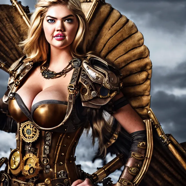 Image similar to full length photo of kate upton as a steampunk valkyrie, highly detailed, 4 k, hdr, smooth, sharp focus, high resolution, award - winning photo