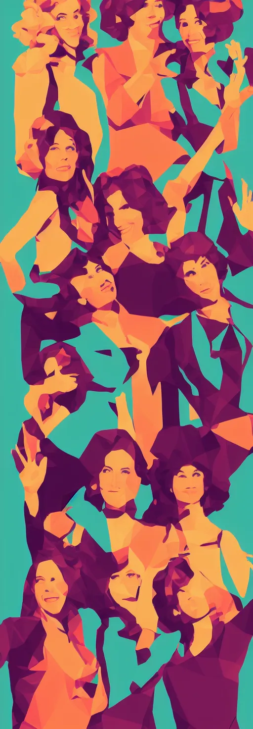 Prompt: donna and the dynamos, poster, low poly, etsy