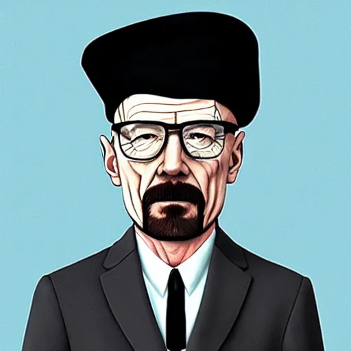 Prompt: Walter White in the style of René Magritte