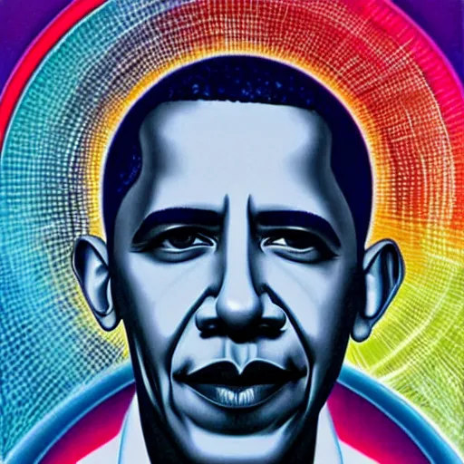 Prompt: barack obama by alex grey