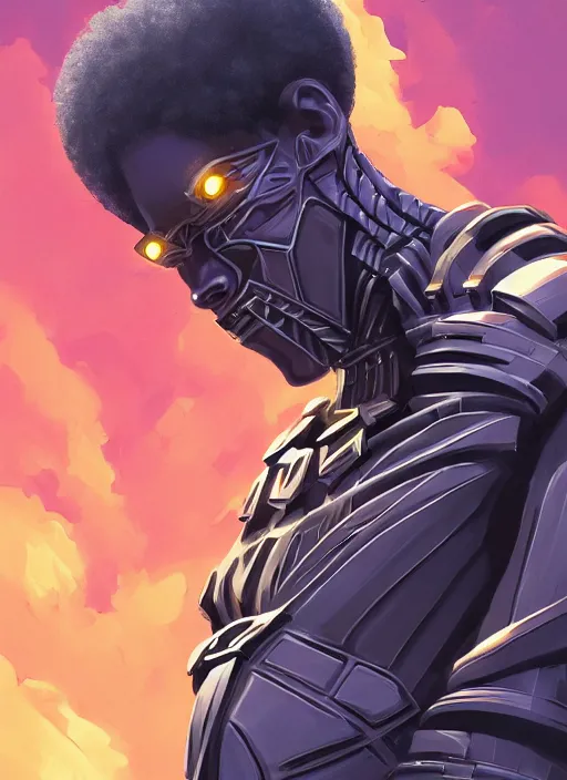 Prompt: highly detailed digital painting of afrofuturistic wakandan scientist cybernetic voodoo priest, masculine and sinister, 2 d game fanart behance hd by jesper ejsing, by rhads, makoto shinkai and lois van baarle, ilya kuvshinov, rossdraws, dramatic sunset, global illumination, radiant light, detailed and intricate environment