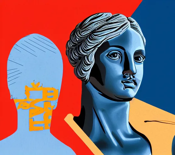 Image similar to beautiful stylish character concept art of the venus de milo in the style of virgil abloh with nascar colors and corporate logos