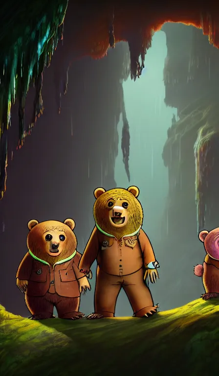 Prompt: 4 k disco elysium portrait country bears marc davis made in abyss design background of liminal space arnold lobel, madness, trauma, scott cawthon art in the style of akihito tsukushi