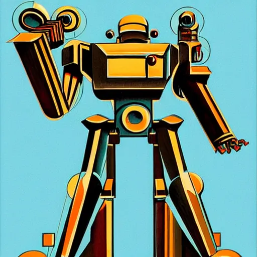Prompt: perfectly detailed mecha, 1 9 2 0 s art deco, digital painting, smooth, sharp focus.