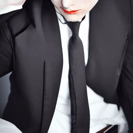 Image similar to persona 5 joker with a black blazer, white tshirt, and a black jean, in real life, pinterest, 4k high quality