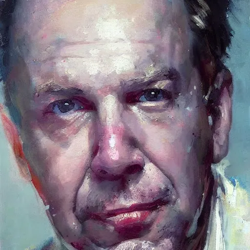 Image similar to face protrait of american comedian doug stanhope, jeremy mann painting