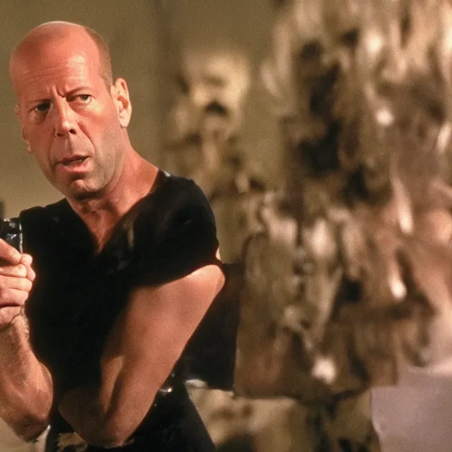 Prompt: bruce willis in a nut costume